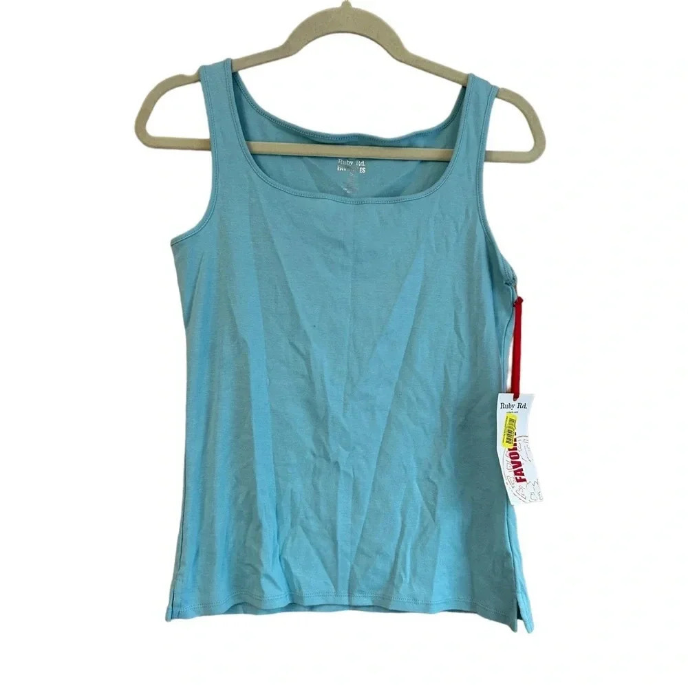 NWT RUBY RD. AQUA SQUARE NECK TANK TOP